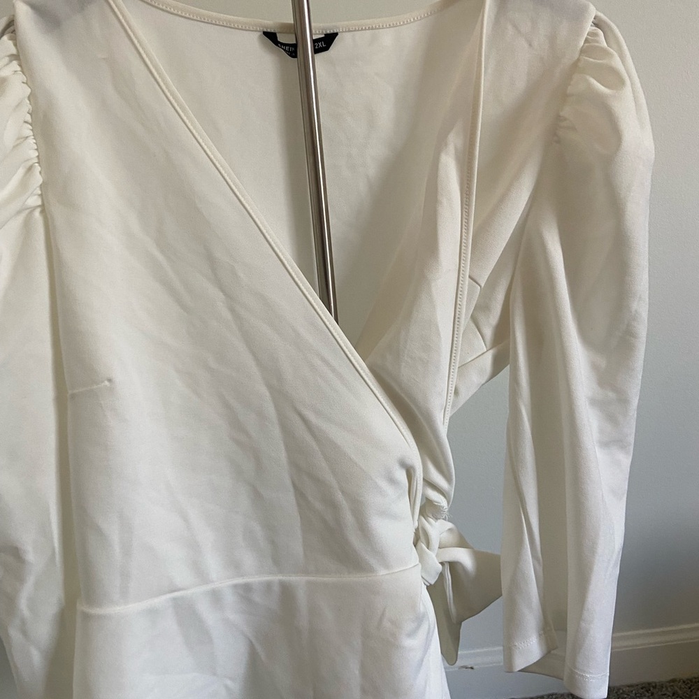 Fashion Nova Cream Wrap Blouse